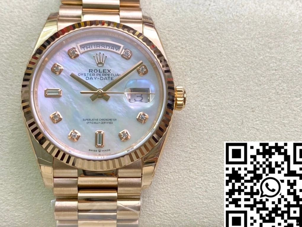 White Mother-Of-Pearl EW Day Date Rolex M128235-0029 Dial Factory 0428